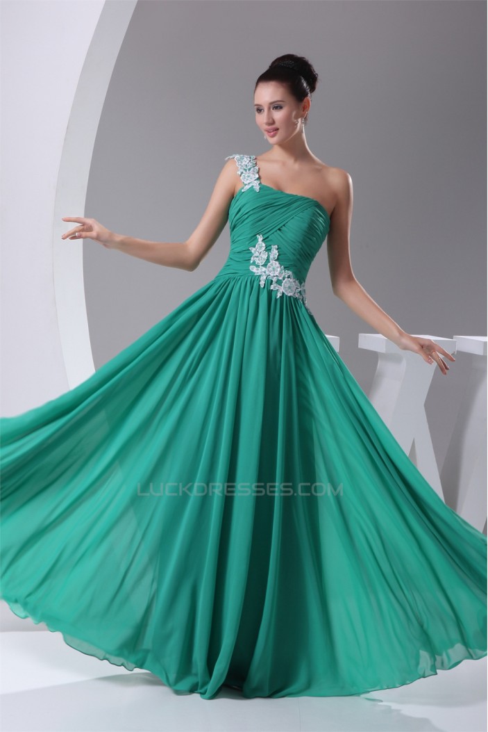 A-Line One-Shoulder Chiffon Floor-Length Best Bridesmaid Dresses 02010069
