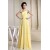 A-Line One-Shoulder Ruffles Floor-Length Chiffon Long Yellow Bridesmaid Dresses 02010072