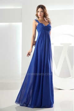 Empire Ruffles Chiffon Sleeveless Long Blue Bridesmaid Dresses Maternity Dresses 02010079