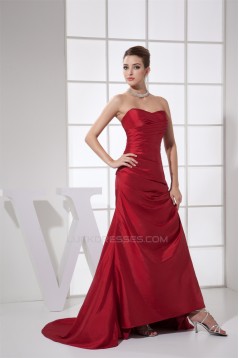 Ruffles Sheath/Column Sleeveless Brush Sweep Train Long Bridesmaid Dresses 02010082