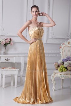 Sheath/Column Beading Strapless Floor-Length Long Bridesmaid Dresses 02010086