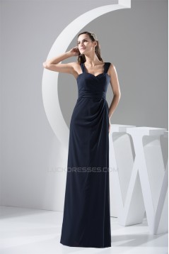 Sheath/Column Simple Style Floor-Length Chiffon Sleeveless Best Bridesmaid Dresses 02010088
