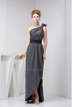 Sheath/Column One-Shoulder Long Chiffon Bridesmaid Dresses under 100 02010093