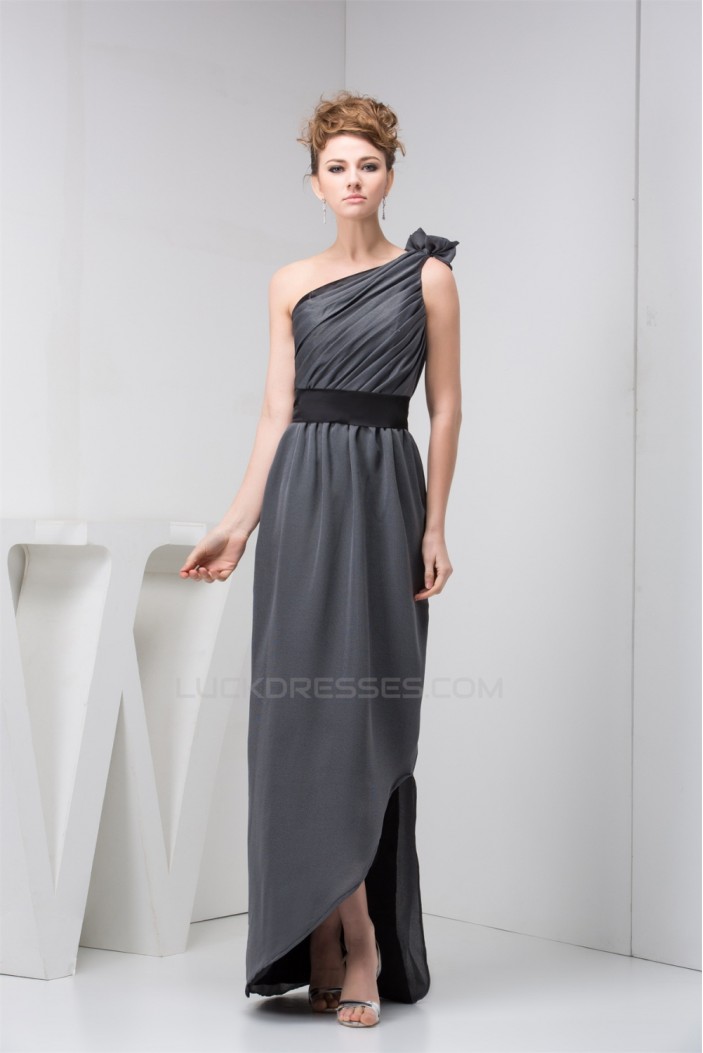 Sheath/Column One-Shoulder Long Chiffon Bridesmaid Dresses under 100 02010093