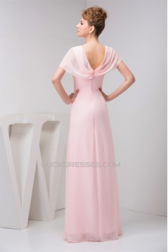 Chiffon Floor-Length Sleeveless Square Sheath/Column Long Pink Bridesmaid Dresses 02010095