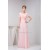 Chiffon Floor-Length Sleeveless Square Sheath/Column Long Pink Bridesmaid Dresses 02010095