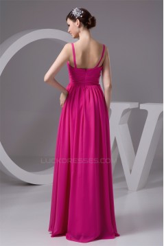 A-Line Floor-Length Spaghetti Strap Long Chiffon Bridesmaid Dresses 02010097
