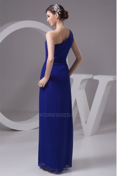 Floor-Length Chiffon One-Shoulder Long Blue Bridesmaid Dresses under 100 02010099