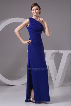 Floor-Length Chiffon One-Shoulder Long Blue Bridesmaid Dresses under 100 02010099