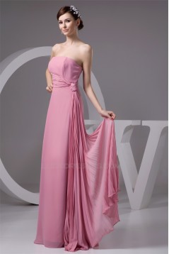 Most Popular Ruffles Strapless Chiffon Long Bridesmaid Dresses 02010106
