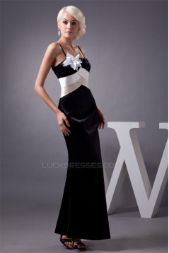 Satin Ankle-Length Spaghetti Straps Sleeveless Long Bridesmaid Dresses 02010107