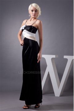 Satin Ankle-Length Spaghetti Straps Sleeveless Long Bridesmaid Dresses 02010107