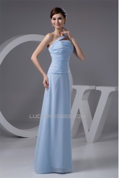 Sleeveless One-Shoulder Chiffon Long Bridesmaid Dresses 02010113