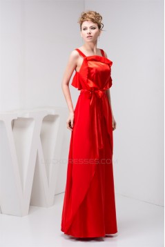 Straps Sheath/Column Sleeveless Bows  Long Bridesmaid Dresses 02010117