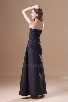 A-Line Floor-Length Strapless Taffeta Pleats Best Bridesmaid Dresses 02010124