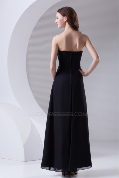 Ankle-Length Sleeveless Chiffon Sweetheart Long Black Bridesmaid Dresses 02010133