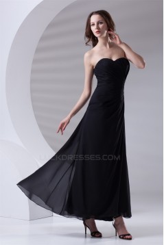Ankle-Length Sleeveless Chiffon Sweetheart Long Black Bridesmaid Dresses 02010133
