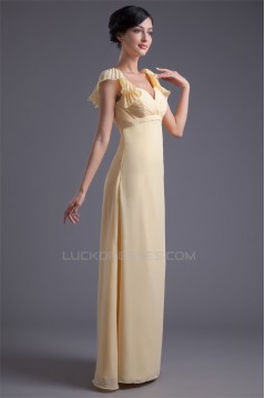 Floor-Length V-Neck Bows A-Line Chiffon Bridesmaid/Prom/Formal Evening Dresses 02010162