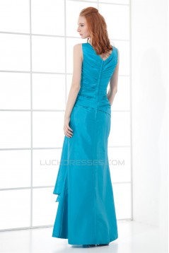 Floor-Length V-Neck Taffeta Handmade Flowers Bridesmaid Dresses 02010163