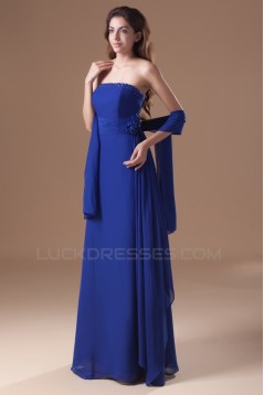 Great Chiffon Strapless A-Line Long Blue Chiffon Bridesmaid Dresses 02010164