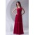 A-Line Halter Sleeveless Ruched Chiffon Long Red Bridesmaid Dresses 02010165