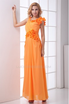 Handmade Flowers Ankle-Length A-Line Chiffon Long Bridesmaid Dresses 02010167