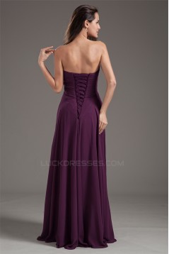 New Arrival Chiffon Pleats Sleeveless Long Purple Bridesmaid Dresses 02010170