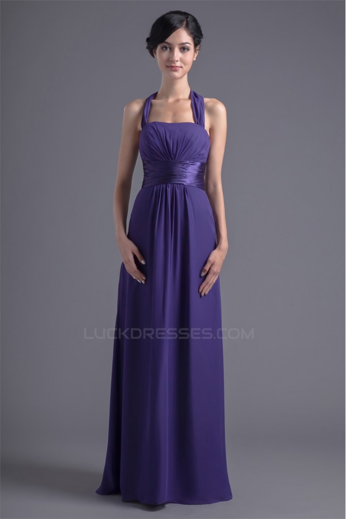 New Arrival Chiffon Sleeveless Ruched Long Bridesmaid Dresses 02010171