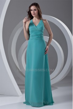 Pleats Sleeveless Floor-Length Chiffon Long Bridesmaid Dresses 02010178