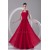 Ruffles Sleeveless Halter Brush Sweep Train Long Red Bridesmaid Dresses 02010182