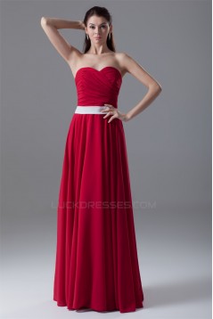 A-Line Sleeveless Floor-Length Chiffon Best Long Red Bridesmaid Dresses 02010189