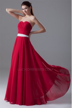 A-Line Sleeveless Floor-Length Chiffon Best Long Red Bridesmaid Dresses 02010189