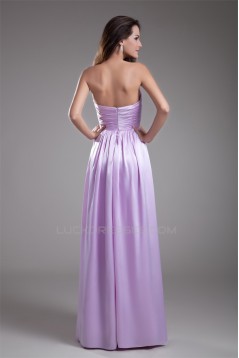 Sleeveless Handmade Flowers Elastic Woven Satin Bridesmaid Dresses 02010190