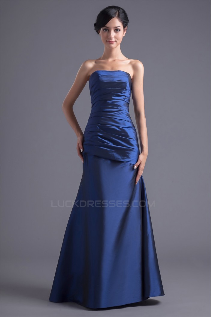 Sleeveless Strapless Taffeta Floor-Length Long Bridesmaid Dresses 02010199