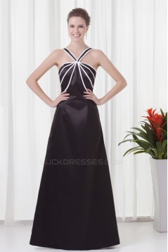 Sleeveless V-Neck Trimmed A-Line Satin Floor-Length Bridesmaid Dresses 02010202