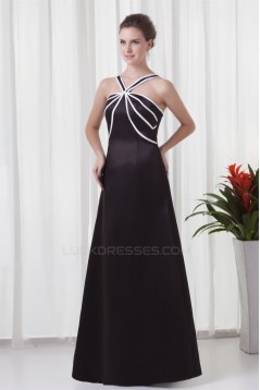 Sleeveless V-Neck Trimmed A-Line Satin Floor-Length Bridesmaid Dresses 02010202
