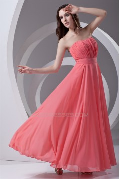 A-Line Strapless Chiffon Long Bridesmaid Dresses 02010205
