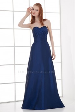 A-Line Sweetheart Pleats Taffeta Floor-Length Sleeveless Long Blue Bridesmaid Dresses 02010210