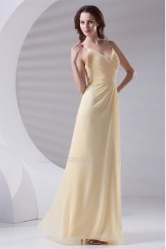 V-Neck Floor-Length Chiffon Spaghetti Strap Long Bridesmaid Dresses 02010212