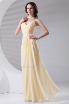 V-Neck Floor-Length Chiffon Spaghetti Strap Long Bridesmaid Dresses 02010212