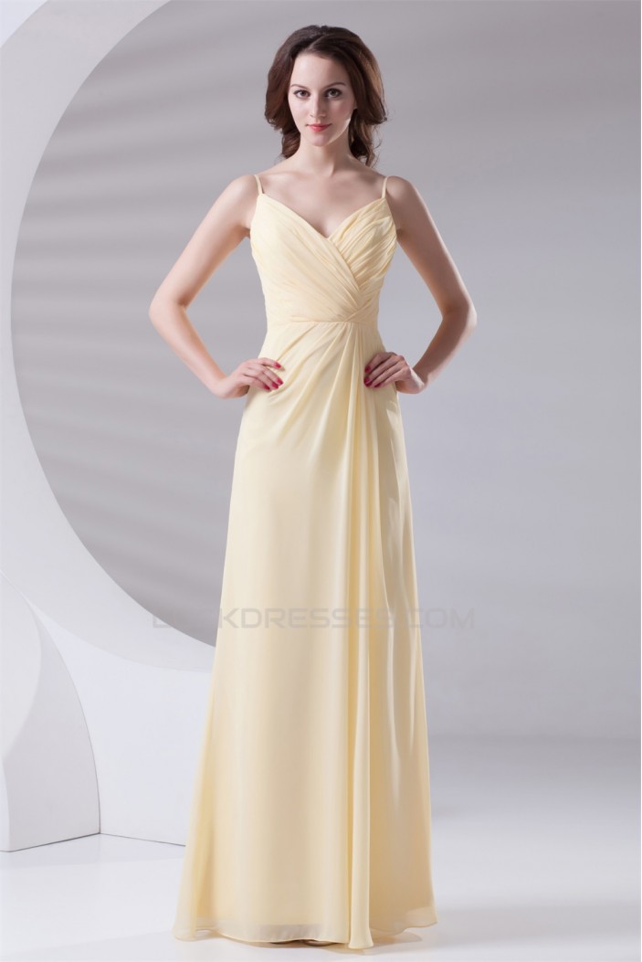 V-Neck Floor-Length Chiffon Spaghetti Strap Long Bridesmaid Dresses 02010212