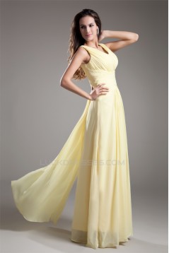 V-Neck Sheath/Column Chiffon Long Bridesmaid Dresses 02010213