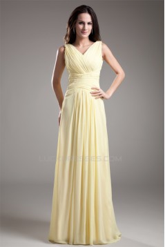 V-Neck Sheath/Column Chiffon Long Bridesmaid Dresses 02010213