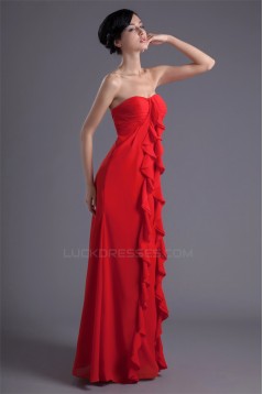 Wholesale Chiffon Cascading Ruffles Long Red Bridesmaid Dresses 02010214