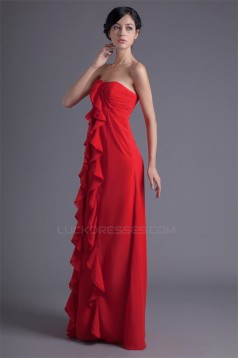 Wholesale Chiffon Cascading Ruffles Long Red Bridesmaid Dresses 02010214