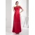 Ankle-Length Scoop A-Line Fine Netting Long Red Bridesmaid Dresses with Short Sleeves 02010216