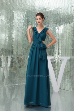 A-Line Chiffon V-Neck Sleeveless Long Bridesmaid Dresses 02010217