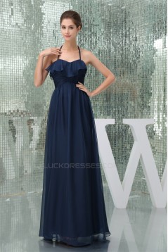 A-Line Halter Sleeveless Chiffon Long Bridesmaid Dresses 02010219