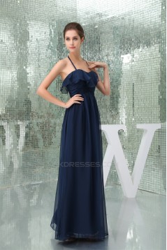 A-Line Halter Sleeveless Chiffon Long Bridesmaid Dresses 02010219