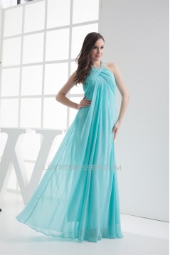 Sheath/Column Halter Chiffon Long Bridesmaid Dresses Maternity Bridesmaid Dresses 02010222